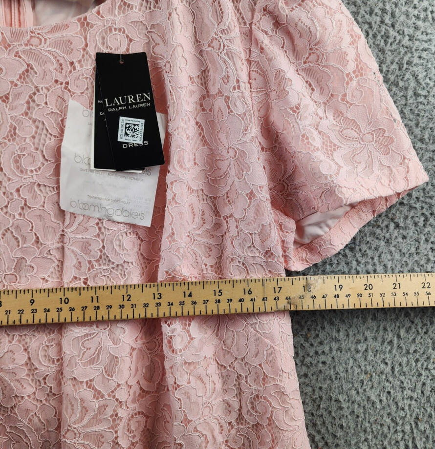 Lauren Ralph Lauren Floral Lace Sheath Dress Women's 18 Pink Opal Short Sleeve