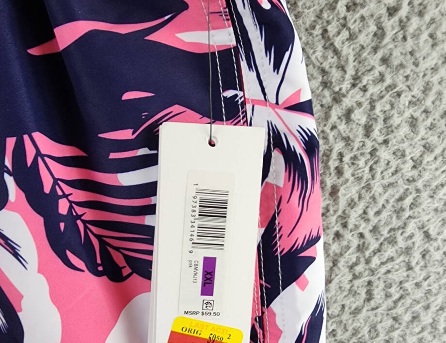 Calvin Klein Island Camo Printed Swim Trunks Men's XXL Pink Multi Drawstring