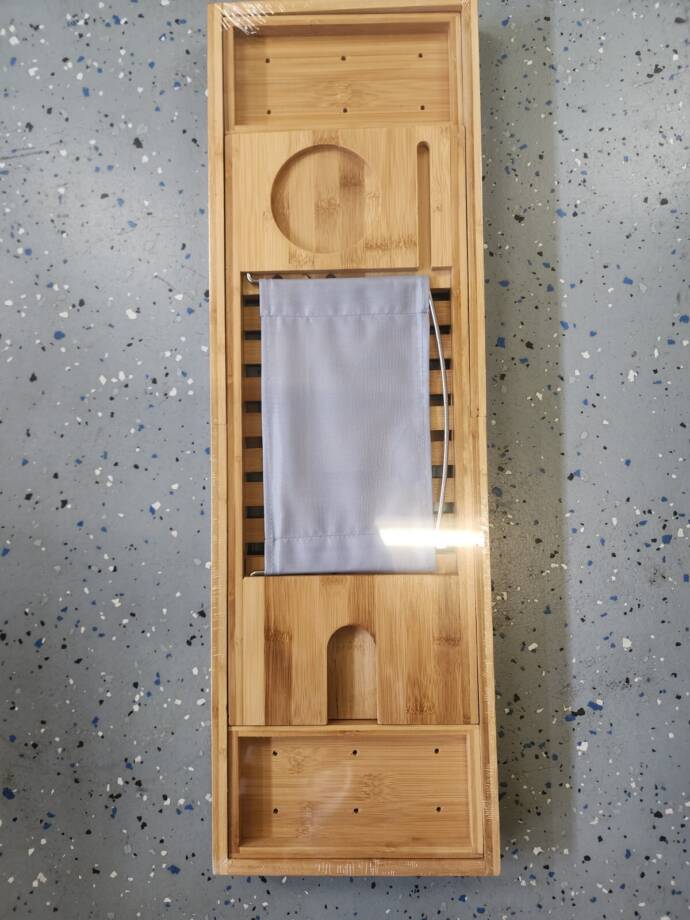 Homeitusa Wooden Bamboo Bathtub Tray Caddy Foldable Waterproof