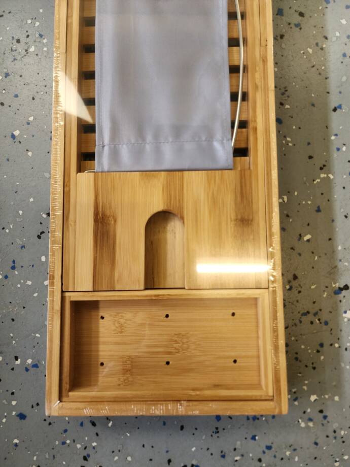 Homeitusa Wooden Bamboo Bathtub Tray Caddy Foldable Waterproof