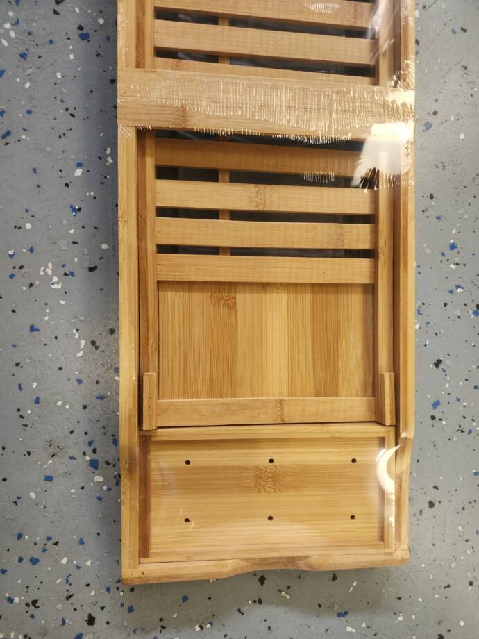 Homeitusa Wooden Bamboo Bathtub Tray Caddy Foldable Waterproof