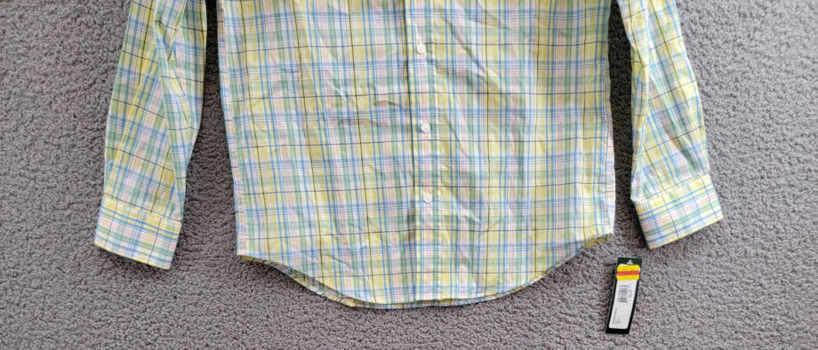 B by Brooks Brothers Classic Fit Long Sleeve Dress Shirt Boys 16 Yellow/Blue