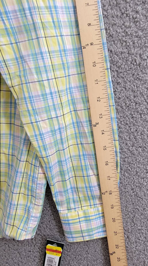 B by Brooks Brothers Classic Fit Long Sleeve Dress Shirt Boys 16 Yellow/Blue
