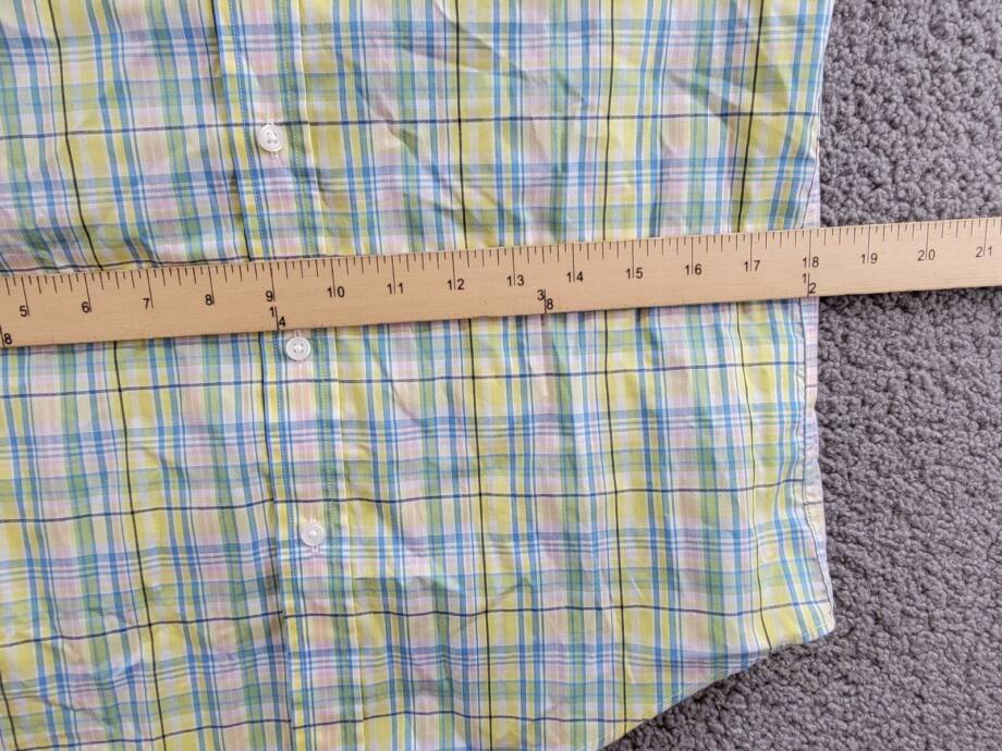 B by Brooks Brothers Classic Fit Long Sleeve Dress Shirt Boys 16 Yellow/Blue