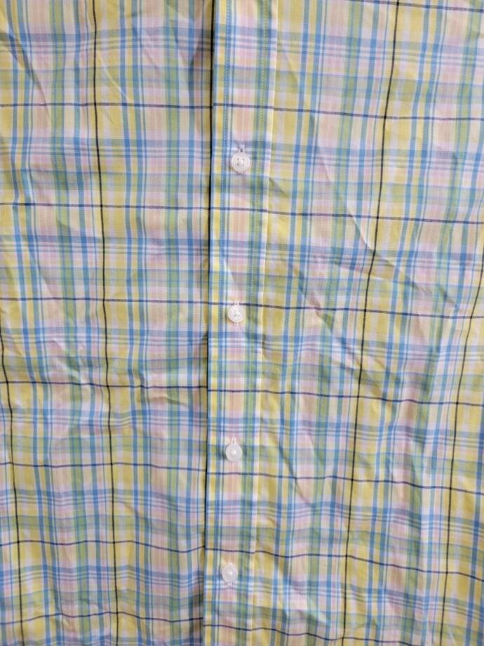 B by Brooks Brothers Classic Fit Long Sleeve Dress Shirt Boys 16 Yellow/Blue