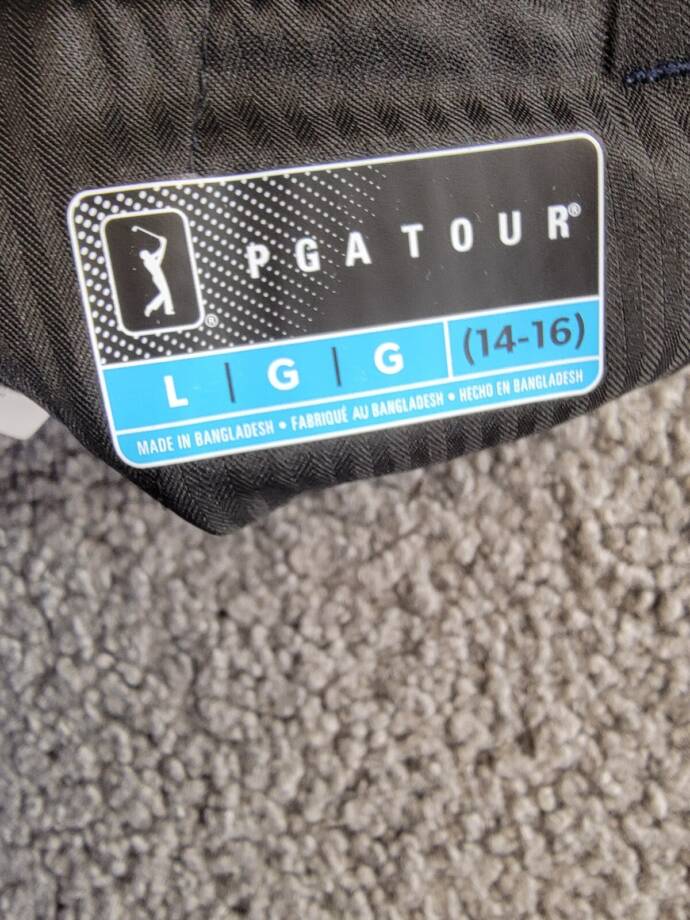 PGA TOUR Flat Front Solid Golf Pants Boys L 14/16 Black Iris Zip/Button Closure