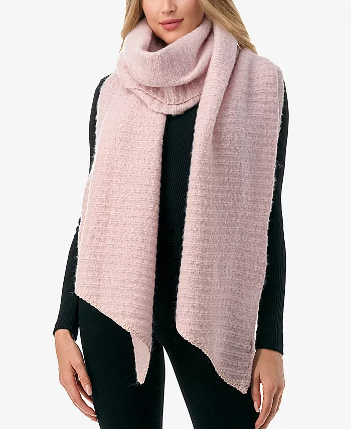 Marcus Adler Solid Scarf with Ribbed Detail Womens One Size Pink Whipstitch Edge