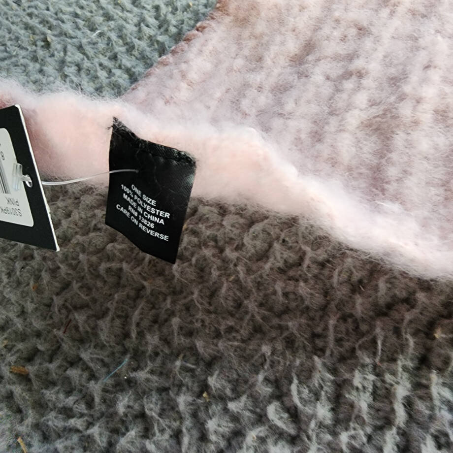 Marcus Adler Solid Scarf with Ribbed Detail Womens One Size Pink Whipstitch Edge