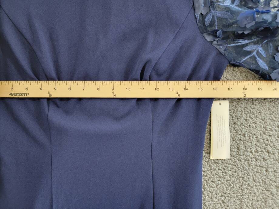 Eliza J Contrast-Sleeve Sheath Dress Women's 8 Navy Boat Neck Back Zip Closure