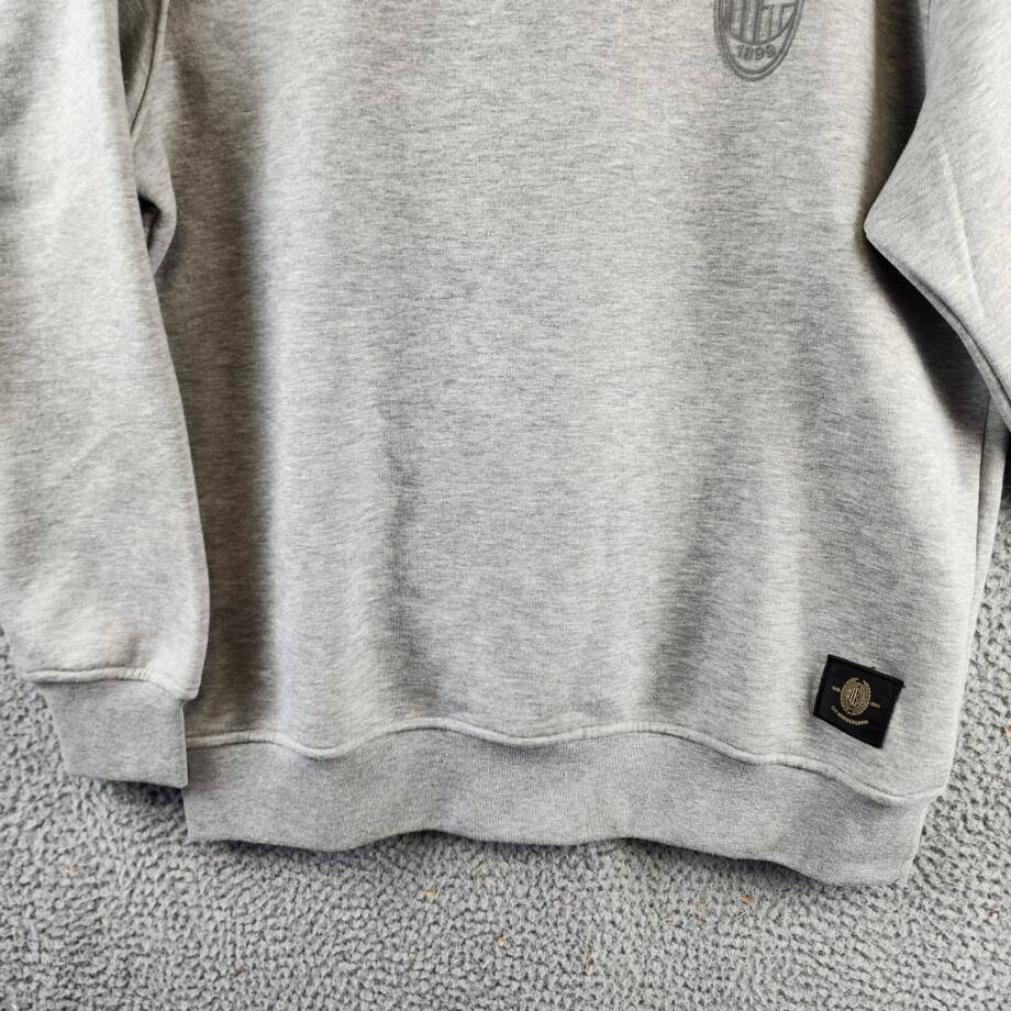 A.C Milan Logo Sweatshirt Men's L Gray Heather Embroidered Long Sleeve Pullover