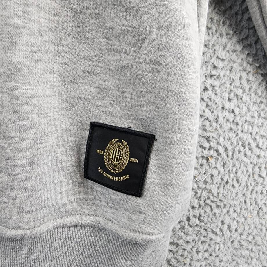 A.C Milan Logo Sweatshirt Men's L Gray Heather Embroidered Long Sleeve Pullover