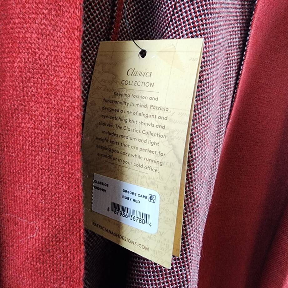 Patricia Nash Crisscross Cape Women's One Size Ruby Red Open Front