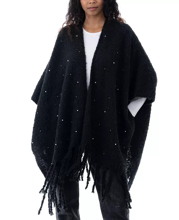 I.N.C. International Concepts Embellished Wrap Sweater Women's One Size Black