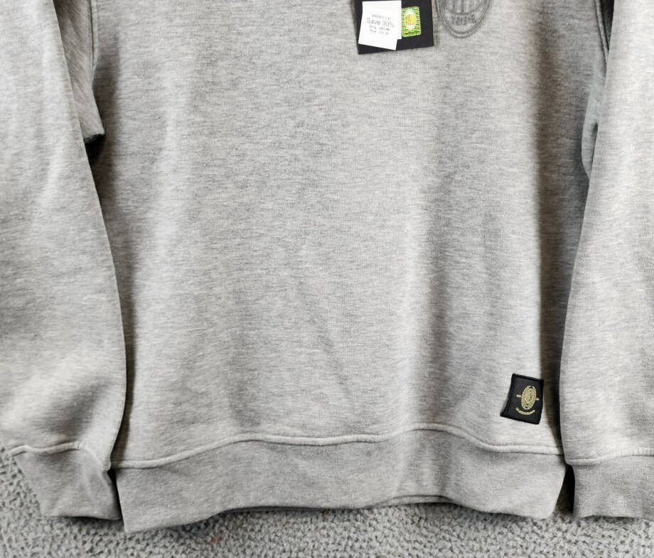 A.C Milan Logo Sweatshirt Men's M Gray Heather Embroidered Long Sleeve Pullover