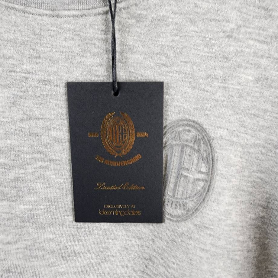 A.C Milan Logo Sweatshirt Men's M Gray Heather Embroidered Long Sleeve Pullover