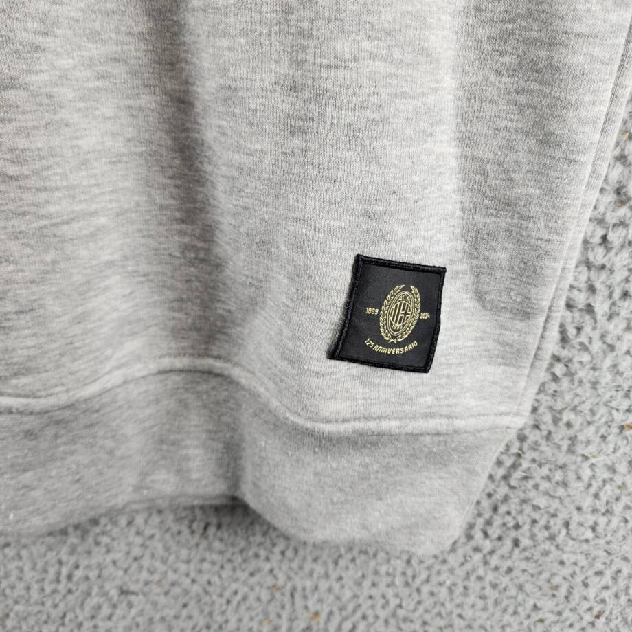 A.C Milan Logo Sweatshirt Men's M Gray Heather Embroidered Long Sleeve Pullover