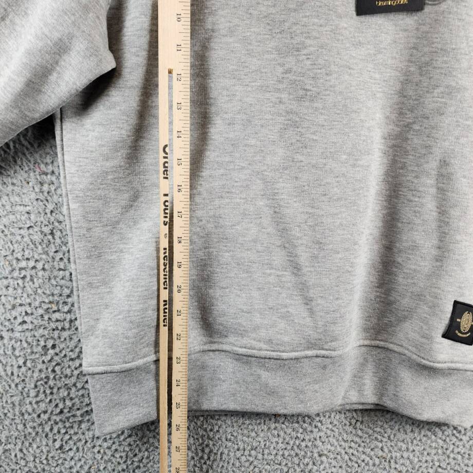 A.C Milan Logo Sweatshirt Men's M Gray Heather Embroidered Long Sleeve Pullover