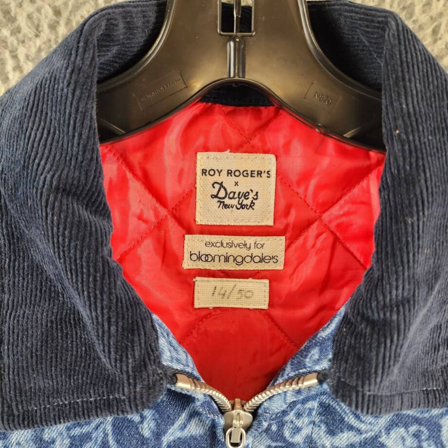 Roy Roger's x Dave's New York Zip Front Lasered Denim Jacket Men's M Blue L/S