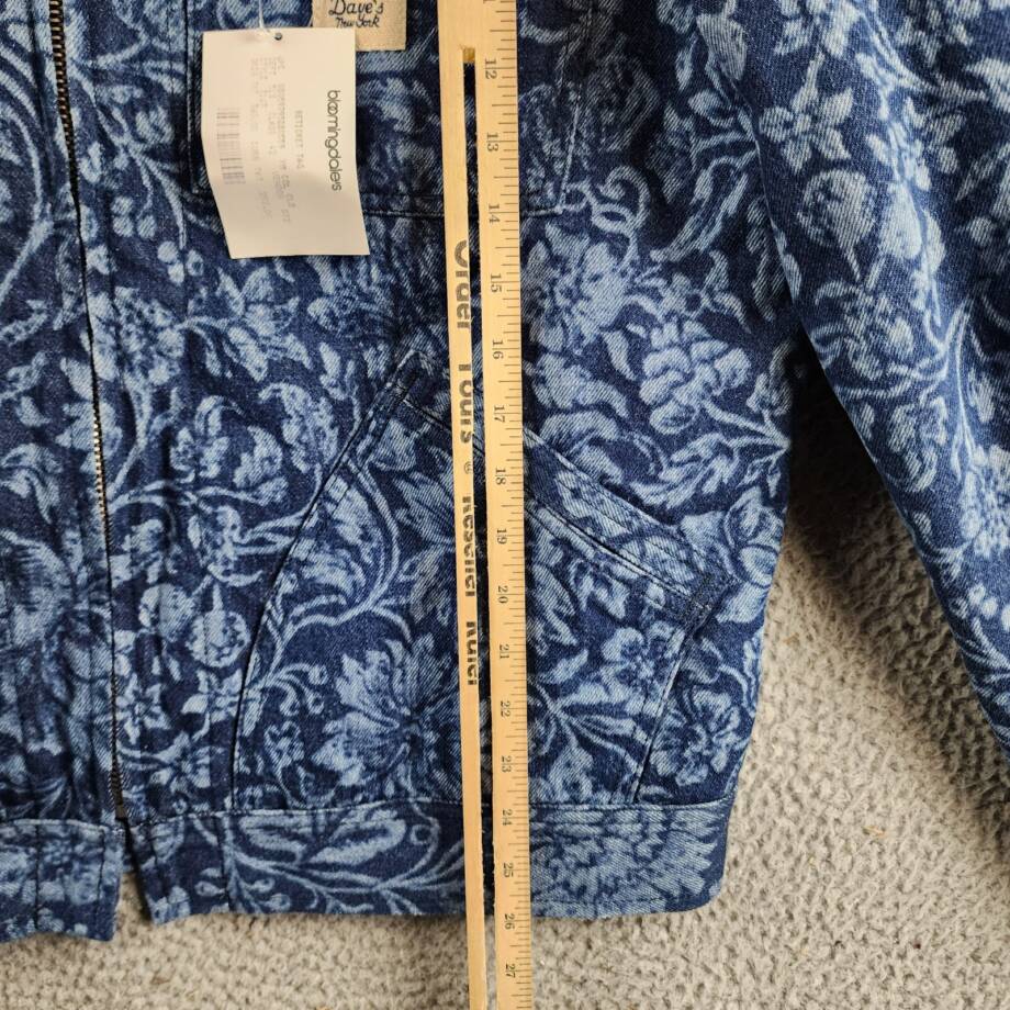 Roy Roger's x Dave's New York Zip Front Lasered Denim Jacket Men's M Blue L/S