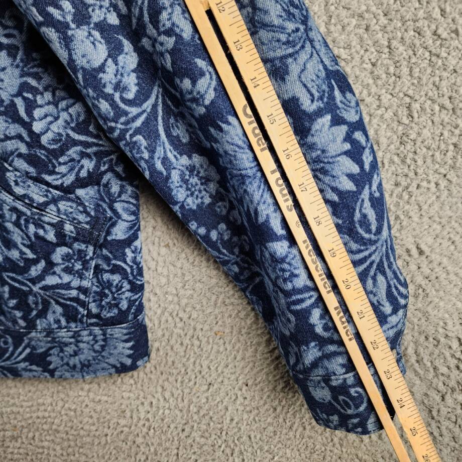 Roy Roger's x Dave's New York Zip Front Lasered Denim Jacket Men's M Blue L/S