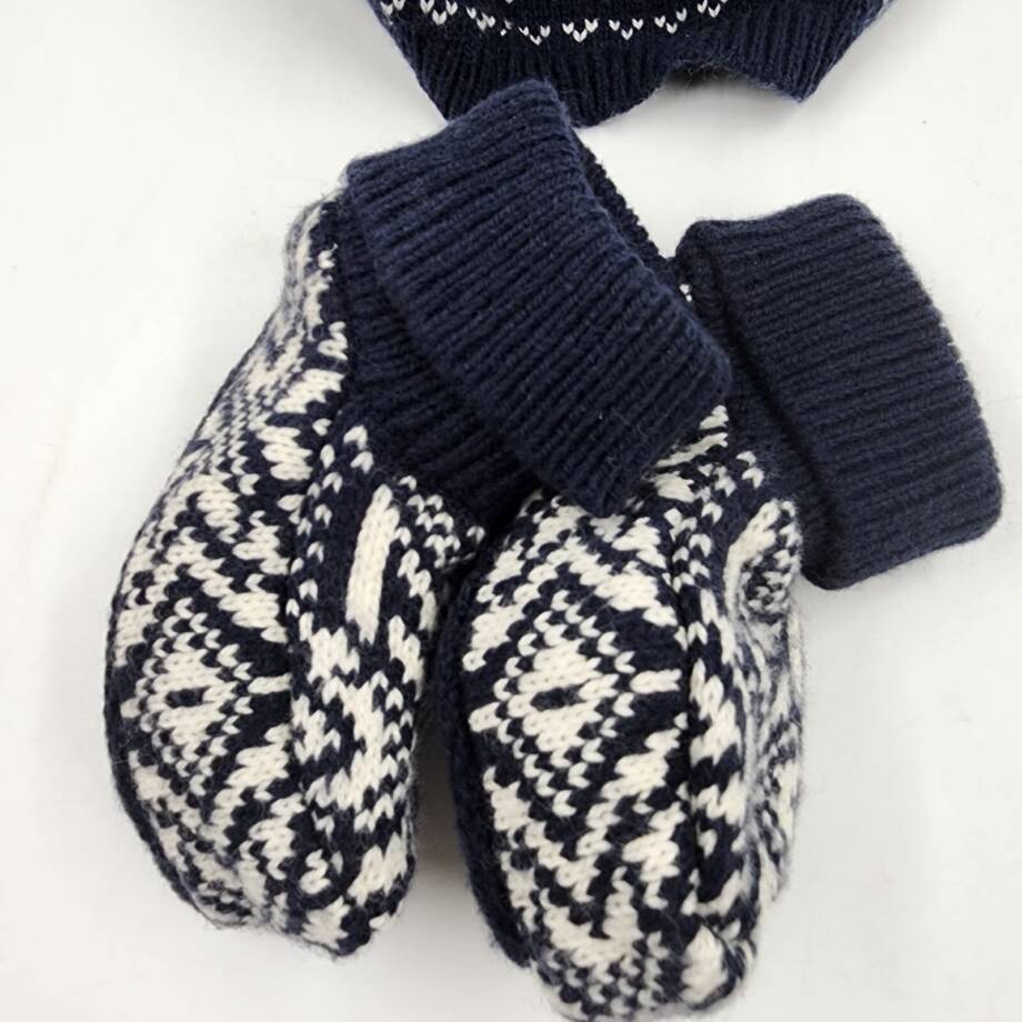 Polo Ralph Lauren 2-Pc Snowflake Knit Beanie & Booties Set Baby Boy's 5M-9M Navy