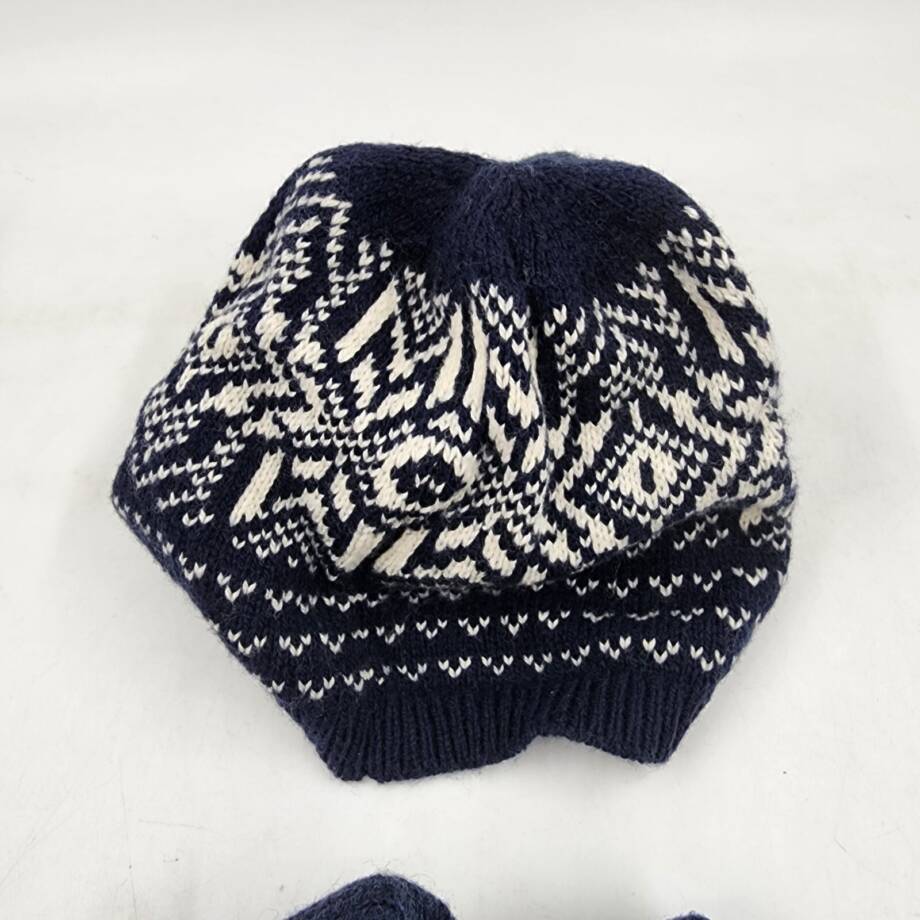 Polo Ralph Lauren 2-Pc Snowflake Knit Beanie & Booties Set Baby Boy's 5M-9M Navy