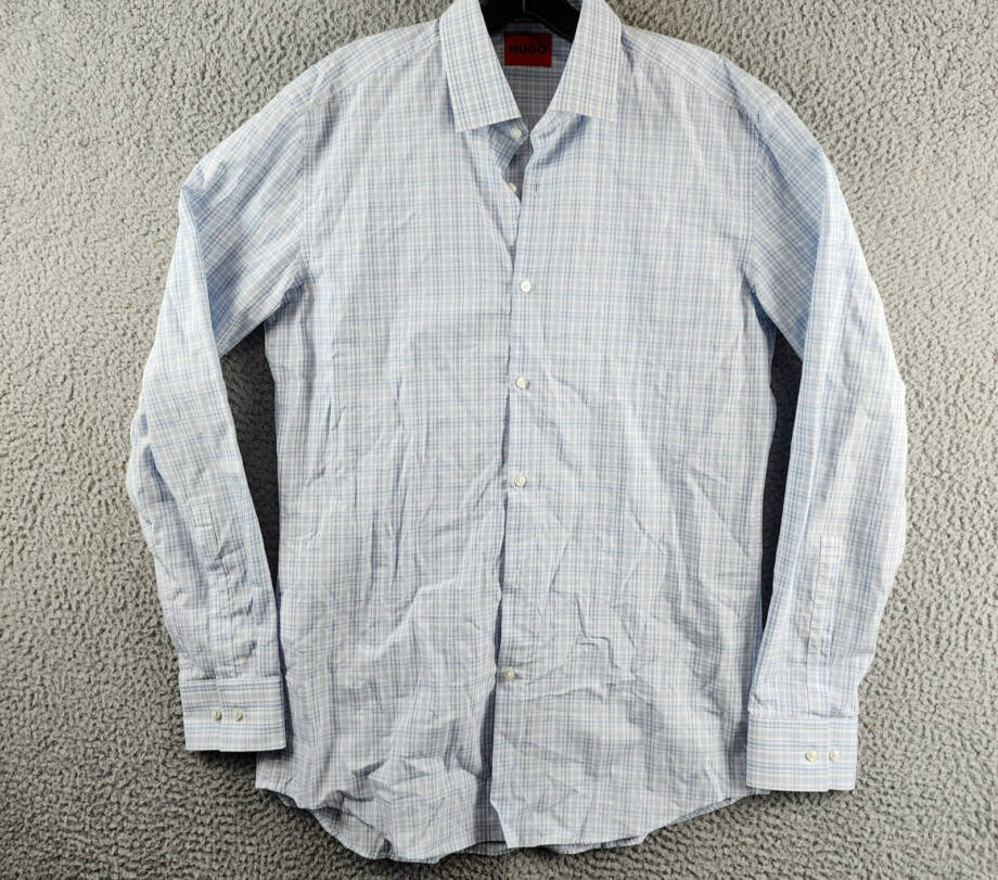 HUGO by Hugo Boss Kenno Slim-Fit Dress Shirt Men's 39 15.5 Light Pastel Blue L/S