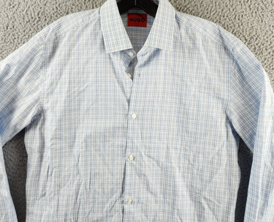 HUGO by Hugo Boss Kenno Slim-Fit Dress Shirt Men's 39 15.5 Light Pastel Blue L/S