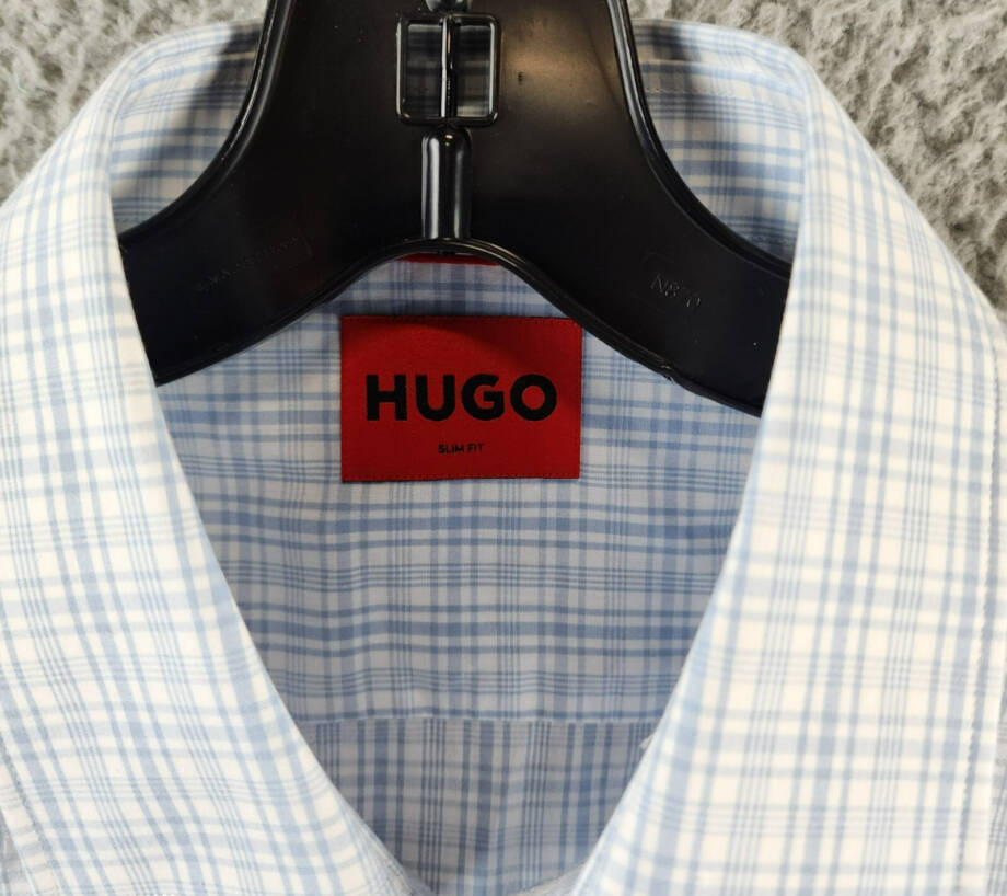 HUGO by Hugo Boss Kenno Slim-Fit Dress Shirt Men's 39 15.5 Light Pastel Blue L/S