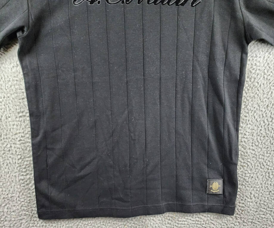 A.C. Milan Monochrome Graphic T-Shirt Men's M Black Crewneck Short Sleeve