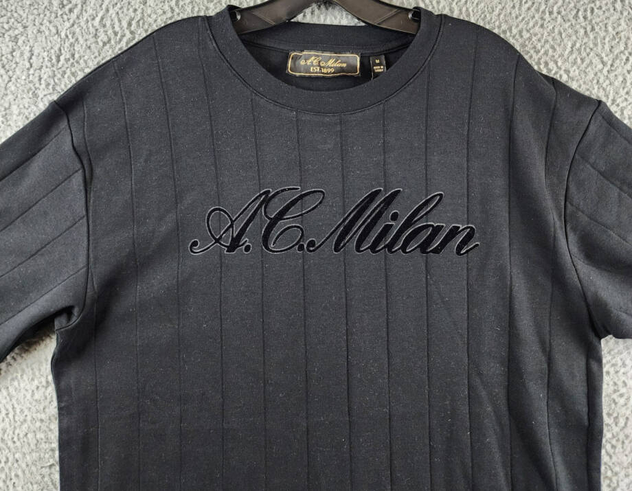 A.C. Milan Monochrome Graphic T-Shirt Men's M Black Crewneck Short Sleeve