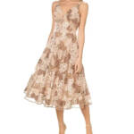 Dress The Population Blair Sequin Embellished Fit & Flare Dress Women's S Beige