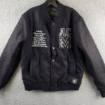 A.C MILAN Wool Blend Embroidered 1899 Coach Jacket Men's L Black Snap Front L/S
