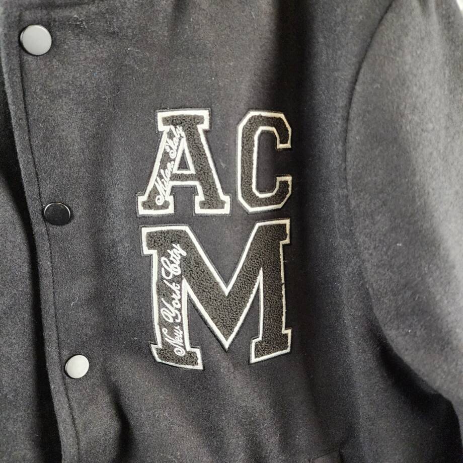 A.C MILAN Wool Blend Embroidered 1899 Coach Jacket Men's L Black Snap Front L/S