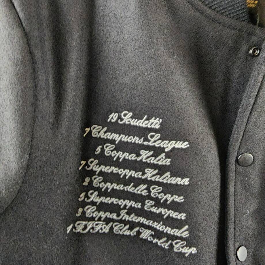 A.C MILAN Wool Blend Embroidered 1899 Coach Jacket Men's L Black Snap Front L/S