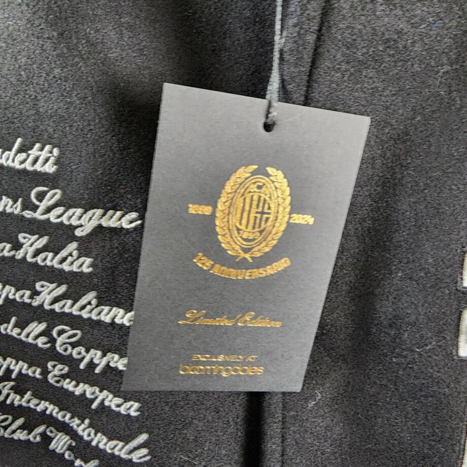 A.C MILAN Wool Blend Embroidered 1899 Coach Jacket Men's L Black Snap Front L/S
