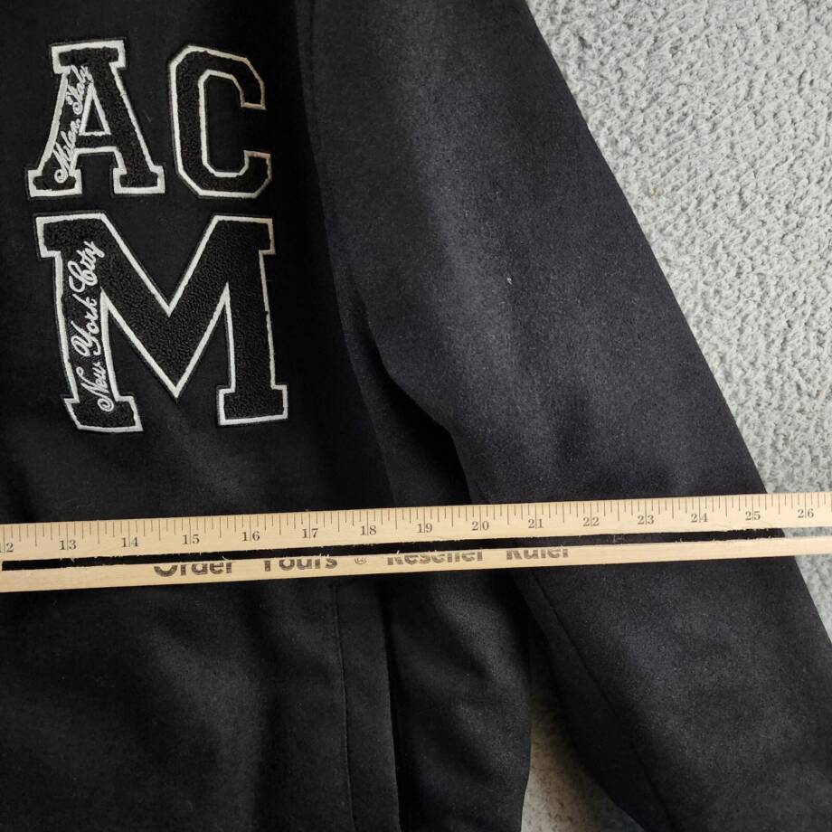 A.C MILAN Wool Blend Embroidered 1899 Coach Jacket Men's L Black Snap Front L/S