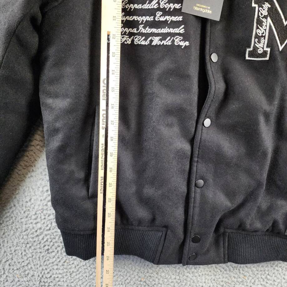 A.C MILAN Wool Blend Embroidered 1899 Coach Jacket Men's L Black Snap Front L/S