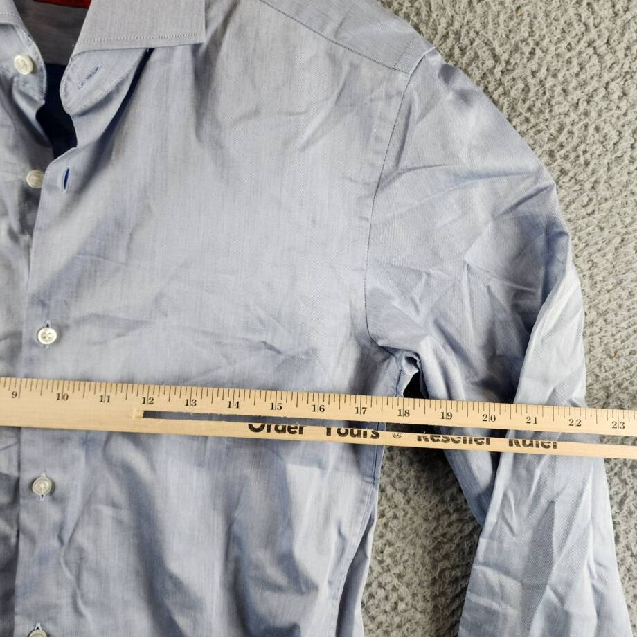 HUGO by Hugo Boss Slim Fit Solid Dress Shirt Men's 38 15 Light Blue Long Sleeve