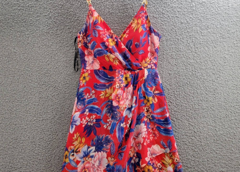 Siena Floral Print Sleeveless High-Low Maxi Dress Women's 8 Red Multi Back Zip