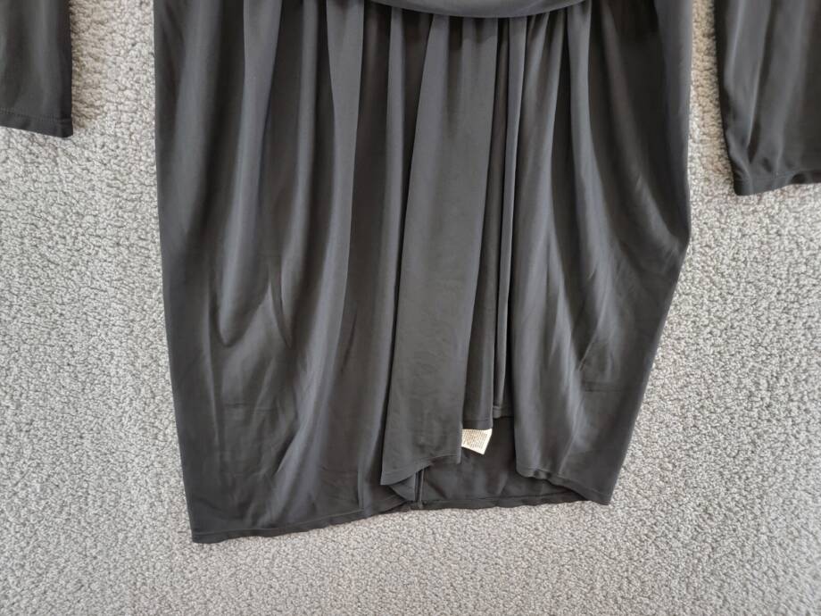 Lauren Ralph Lauren Ruched Stretch Jersey Surplice Dress Women's 16 Black Zip Up