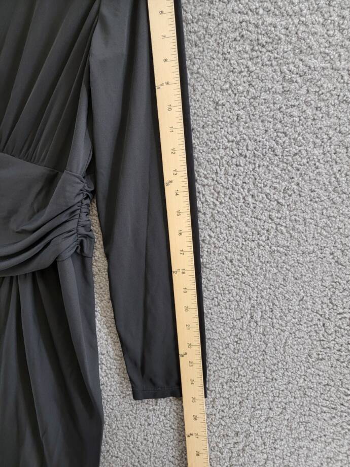 Lauren Ralph Lauren Ruched Stretch Jersey Surplice Dress Women's 16 Black Zip Up
