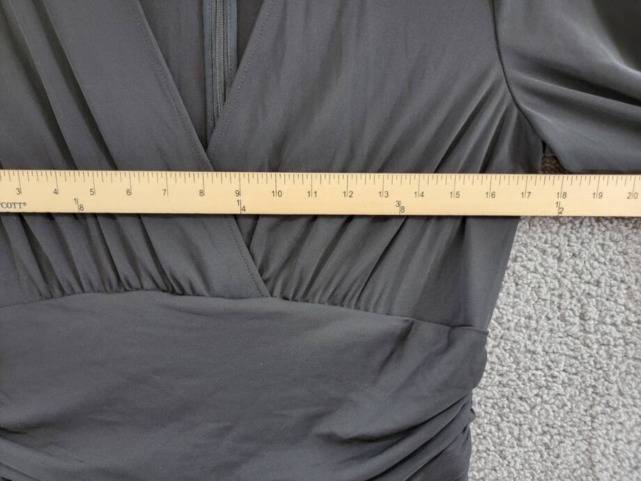 Lauren Ralph Lauren Ruched Stretch Jersey Surplice Dress Women's 16 Black Zip Up