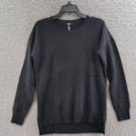 AQUA Cashmere High Low Cashmere Sweater Women's S Black Crew Neck Long Sleeve