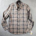 PAIGE Everett Plaid Flannel Long Sleeve Button-up Shirt Men's Medium Oak Sky