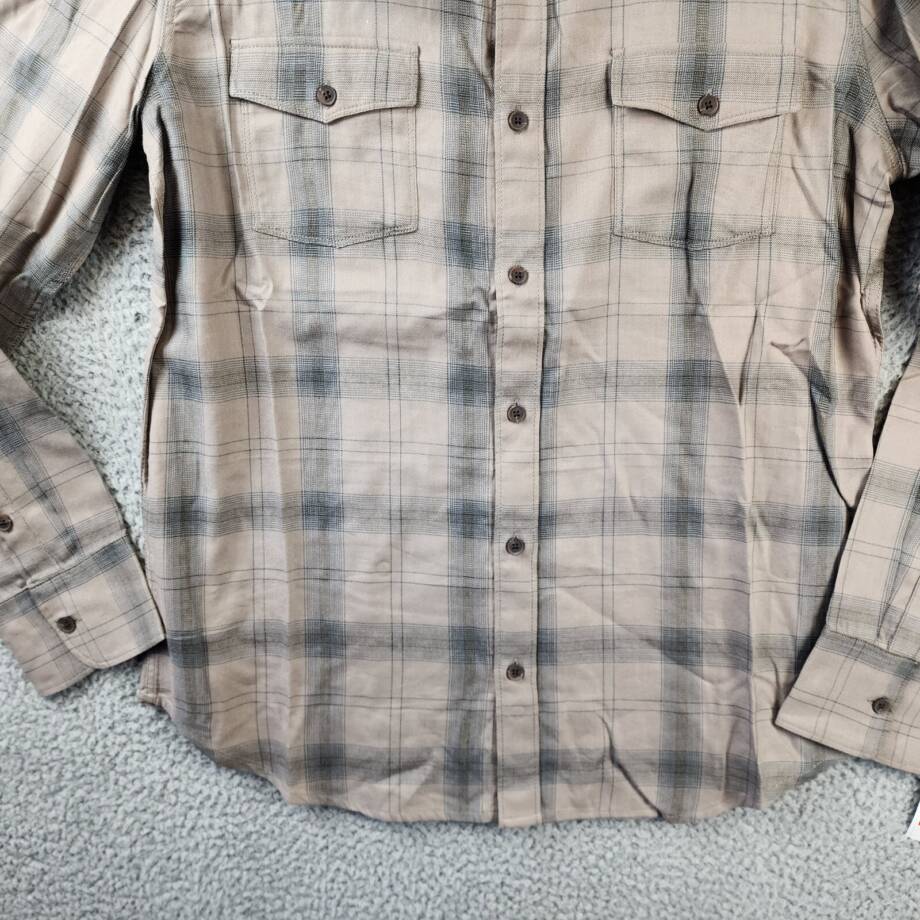 PAIGE Everett Plaid Flannel Long Sleeve Button-up Shirt Men's Medium Oak Sky