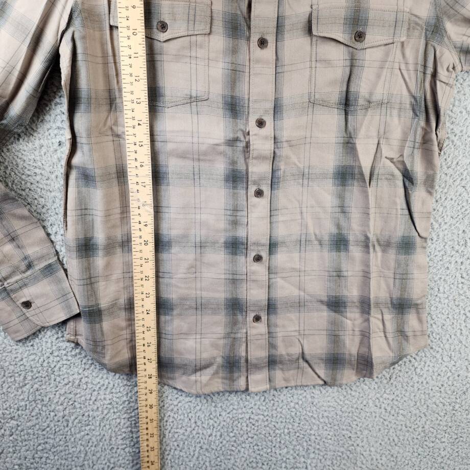 PAIGE Everett Plaid Flannel Long Sleeve Button-up Shirt Men's Medium Oak Sky
