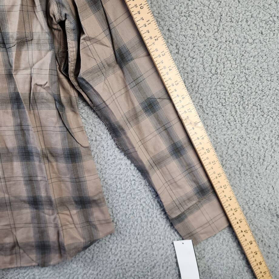 PAIGE Everett Plaid Flannel Long Sleeve Button-up Shirt Men's Medium Oak Sky