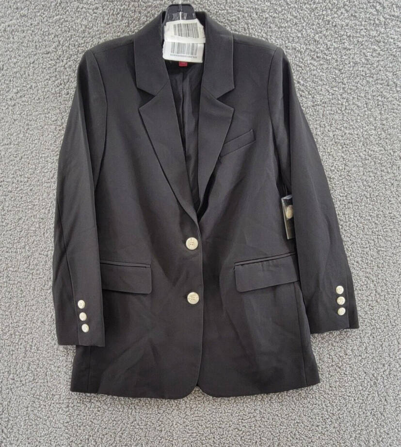VINCE CAMUTO Office Business Two-Button Blazer Women's 4 Rich Black Long Sleeves