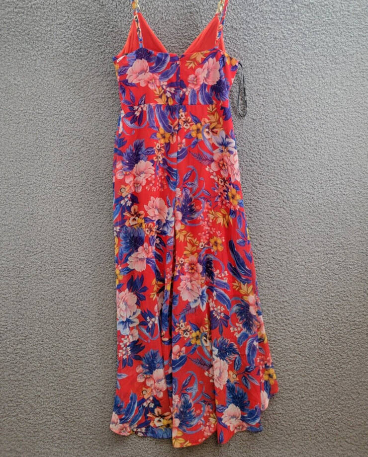 Siena Floral Print Sleeveless High-Low Maxi Dress Women's 8 Red Multi Back Zip